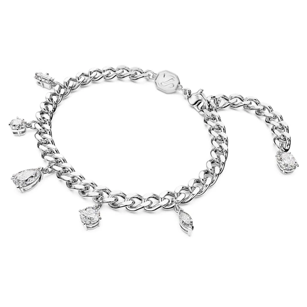 Imber bracelet, Mixed cuts, White, Rhodium plated by SWAROVSKI