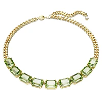 Millenia necklace, Octagon cut, Green, Gold-tone plated by SWAROVSKI