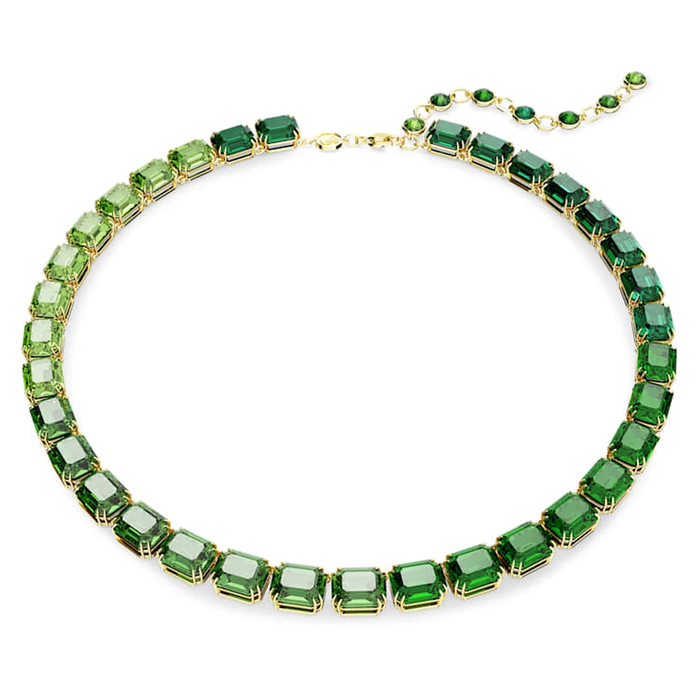 Millenia Tennis necklace, Octagon cut, Colour gradient, Green, Gold-tone plated by SWAROVSKI