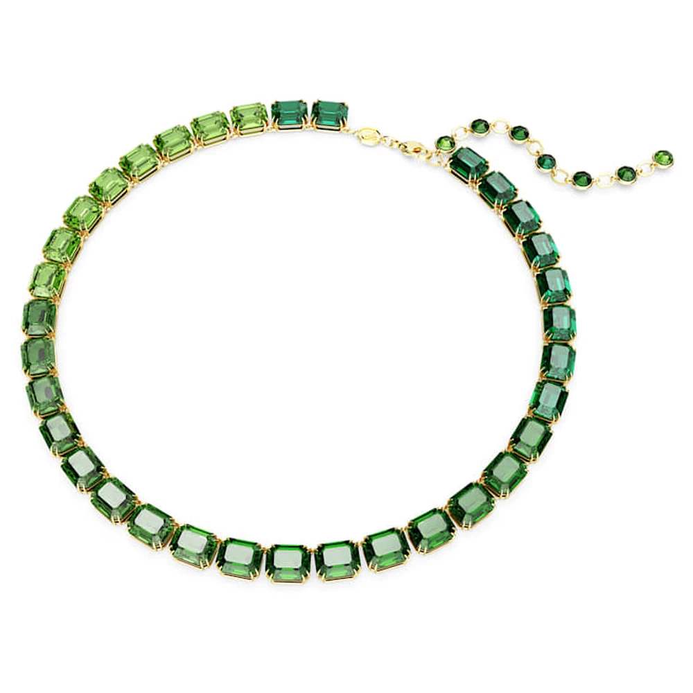 Millenia Tennis necklace, Octagon cut, Colour gradient, Green, Gold-tone plated by SWAROVSKI