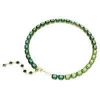 Millenia Tennis necklace, Octagon cut, Colour gradient, Green, Gold-tone plated by SWAROVSKI