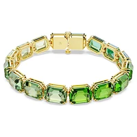 Millenia Tennis bracelet, Octagon cut, Colour gradient, Green, Gold-tone plated by SWAROVSKI