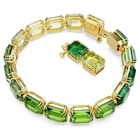 Millenia Tennis bracelet, Octagon cut, Colour gradient, Green, Gold-tone plated by SWAROVSKI