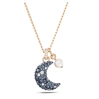 Sublima pendant, Crystal pearl, Moon, Multicoloured, Rose gold-tone plated by SWAROVSKI