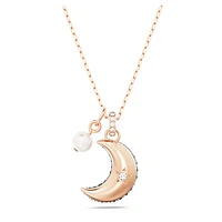 Sublima pendant, Crystal pearl, Moon, Multicoloured, Rose gold-tone plated by SWAROVSKI