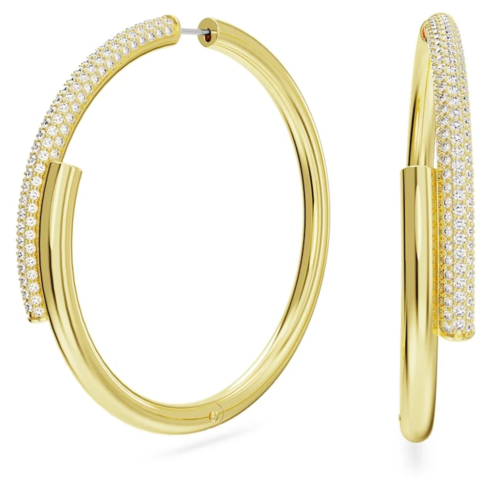 Dextera hoop earrings, White, Gold-tone plated by SWAROVSKI