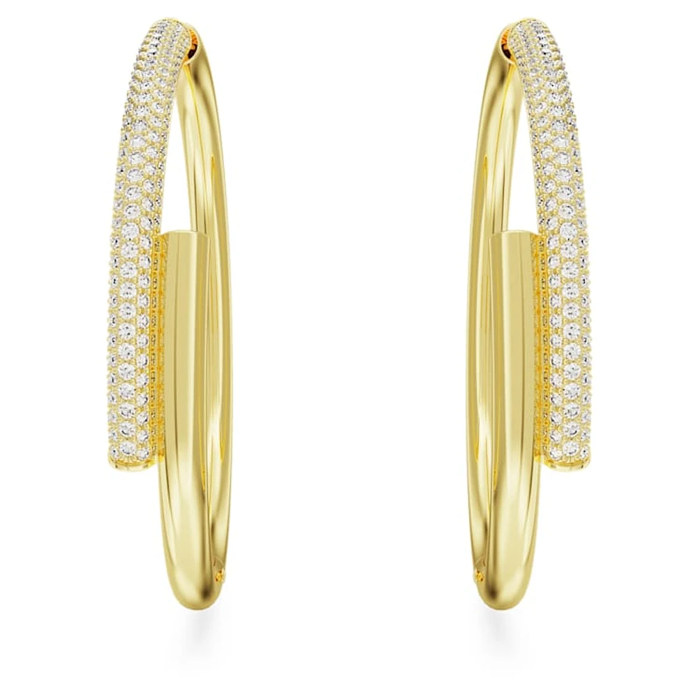 Dextera hoop earrings, White, Gold-tone plated by SWAROVSKI