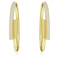 Dextera hoop earrings, White, Gold-tone plated by SWAROVSKI