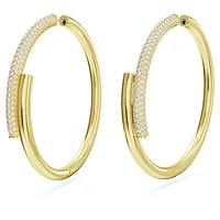 Dextera hoop earrings, White, Gold-tone plated by SWAROVSKI