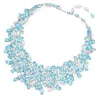 Gema necklace, Mixed cuts, Blue, Rhodium plated by SWAROVSKI