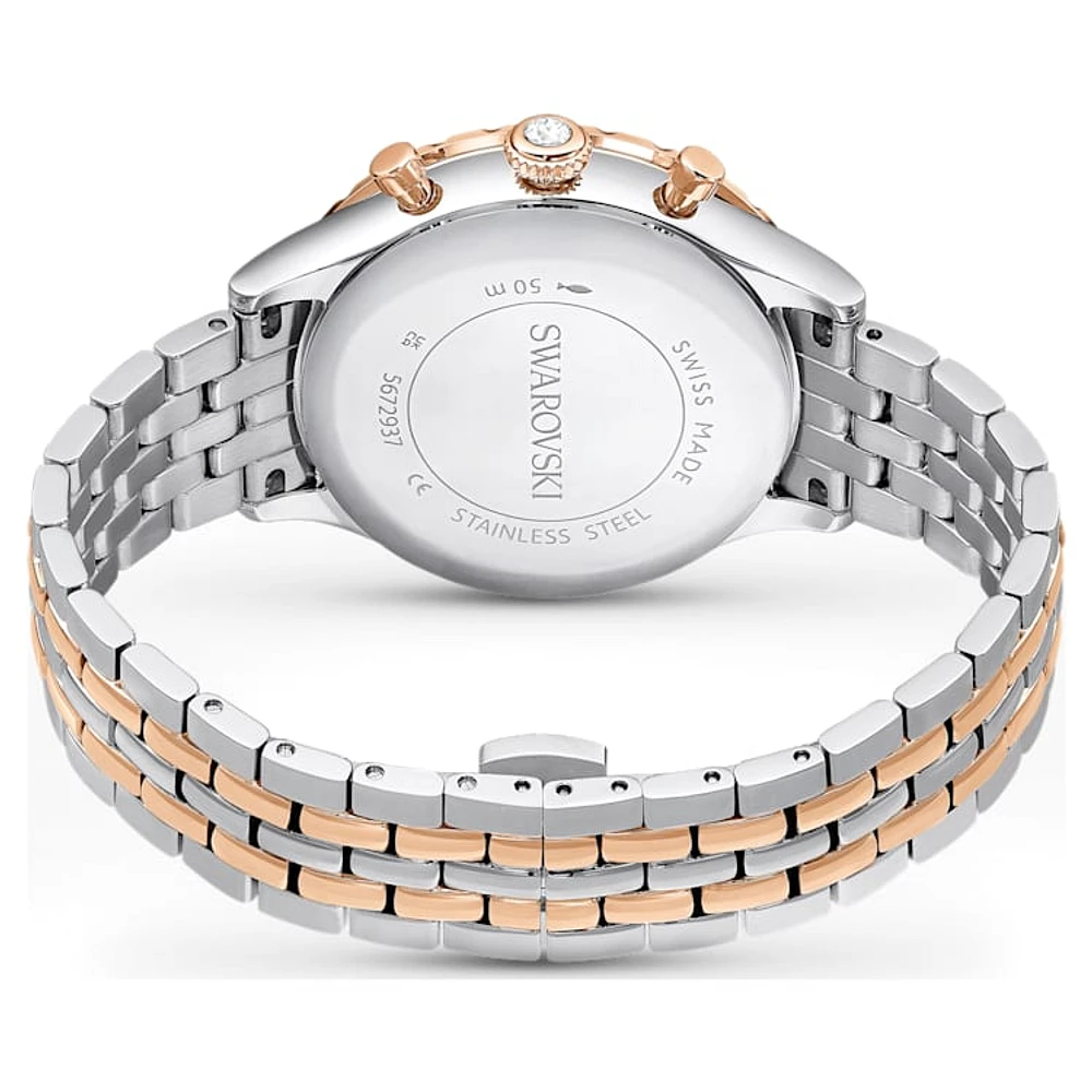 Octea Chrono watch, Swiss Made, Metal bracelet, Rose gold tone, Mixed metal finish by SWAROVSKI