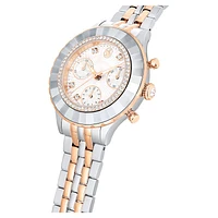 Octea Chrono watch, Swiss Made, Metal bracelet, Rose gold tone, Mixed metal finish by SWAROVSKI