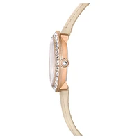 Certa watch, Swiss Made, Leather strap, Beige, Rose gold-tone finish by SWAROVSKI