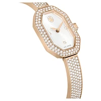 Dextera Bangle watch, Swiss Made, Metal bracelet, Gold tone, Champagne gold-tone finish by SWAROVSKI