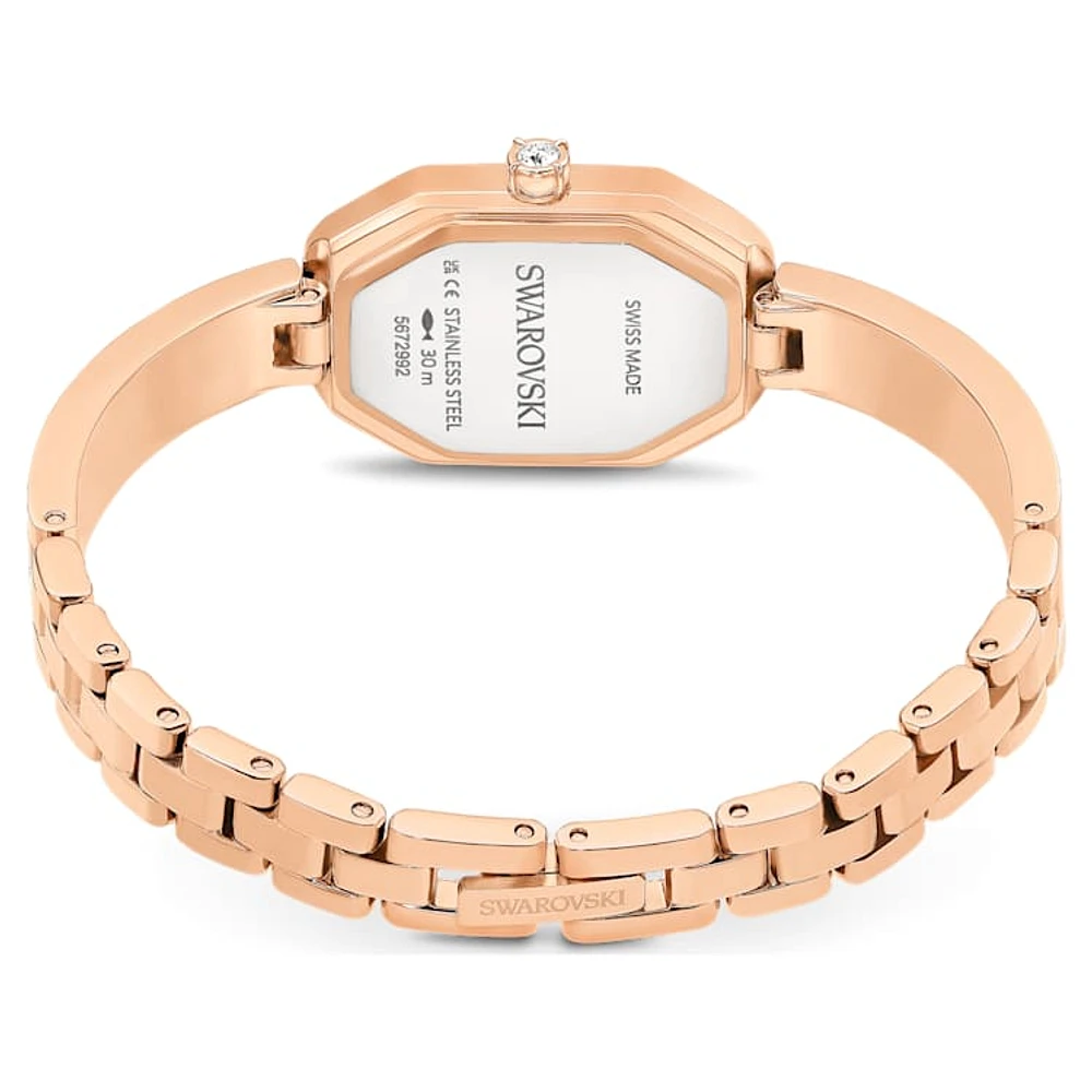 Dextera Bangle watch, Swiss Made, Metal bracelet, Rose gold tone, Rose gold-tone finish by SWAROVSKI