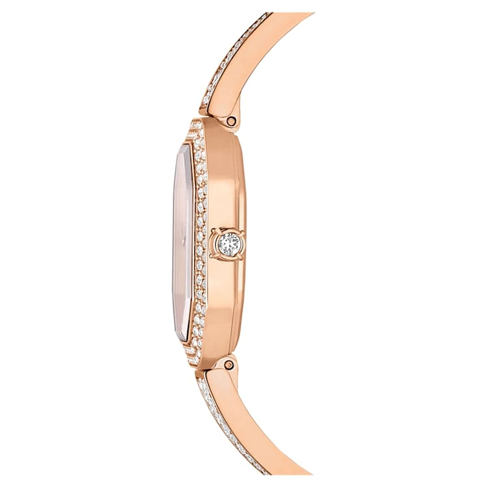 Dextera Bangle watch, Swiss Made, Metal bracelet, Rose gold tone, Rose gold-tone finish by SWAROVSKI