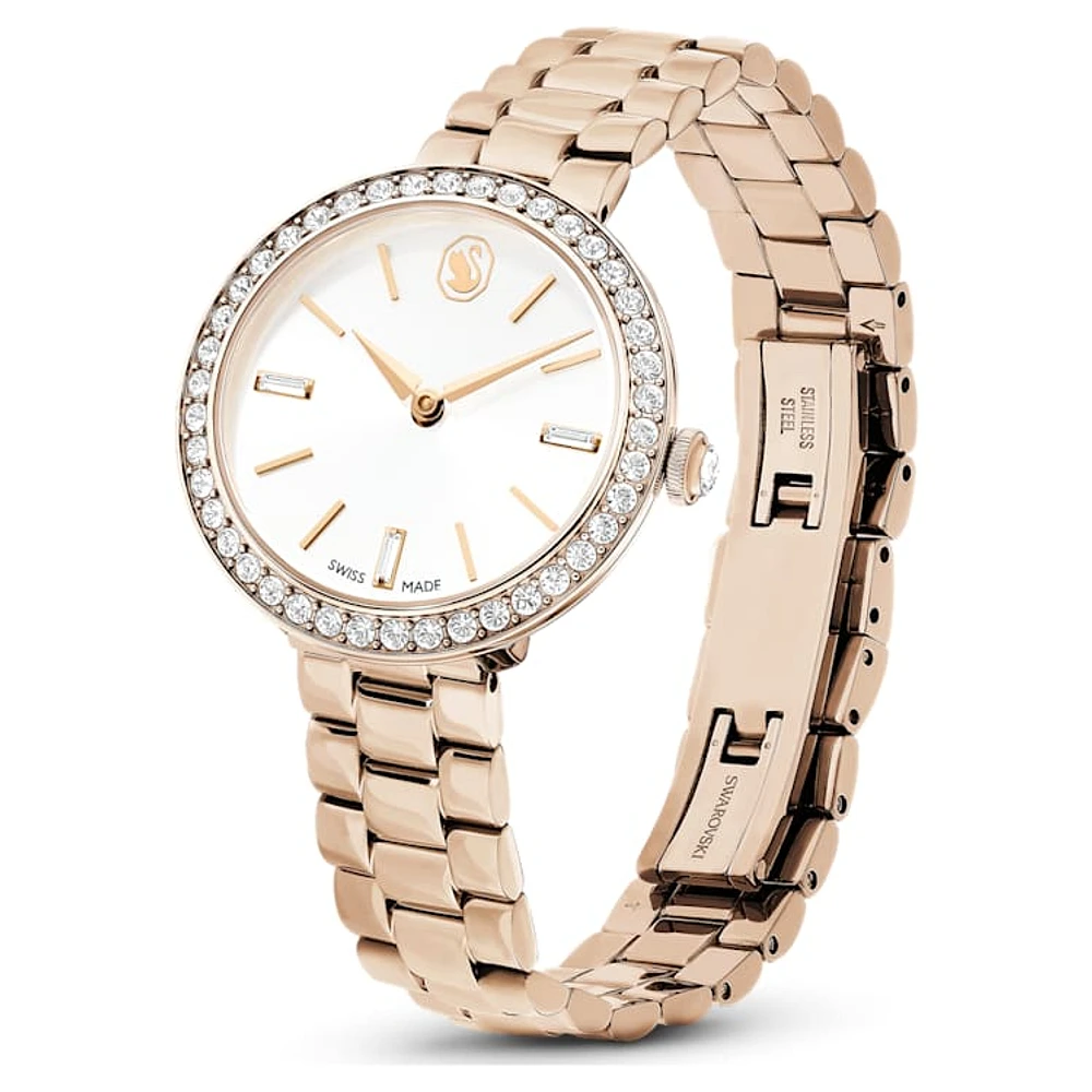 Certa watch, Swiss Made, Metal bracelet, Gold tone, Champagne gold-tone finish by SWAROVSKI