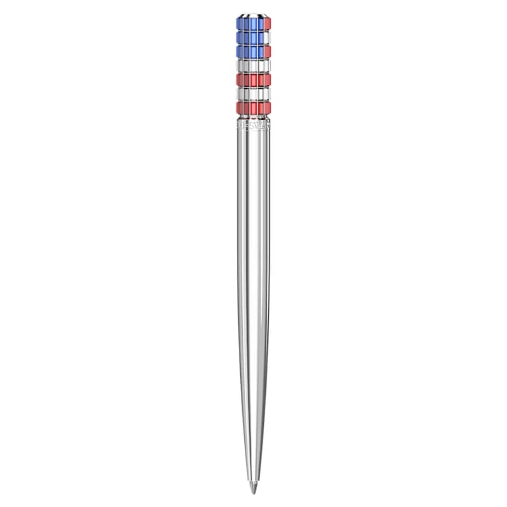 Ballpoint pen, Red and blue, Chrome plated by SWAROVSKI