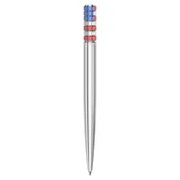 Ballpoint pen, Red and blue, Chrome plated by SWAROVSKI