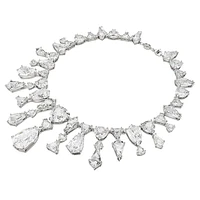 Mesmera necklace, Statement, Mixed cuts, White, Rhodium plated by SWAROVSKI