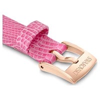 Watch strap, 13 mm (0.51") width, Leather, Pink, Rose gold-tone finish by SWAROVSKI