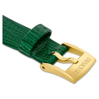 Watch strap, 13 mm (0.51") width, Leather, Green, Gold-tone finish by SWAROVSKI