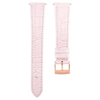 Watch strap, 17 mm (0.67") width, Leather with stitching, Pink, Rose gold-tone finish by SWAROVSKI