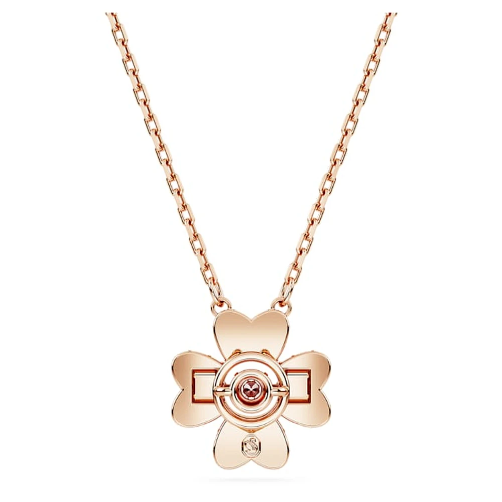 Idyllia pendant, Clover, White, Rose gold-tone plated by SWAROVSKI