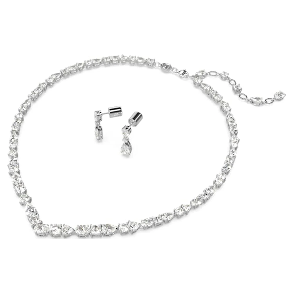 Mesmera set, Mixed cuts, White, Rhodium plated by SWAROVSKI