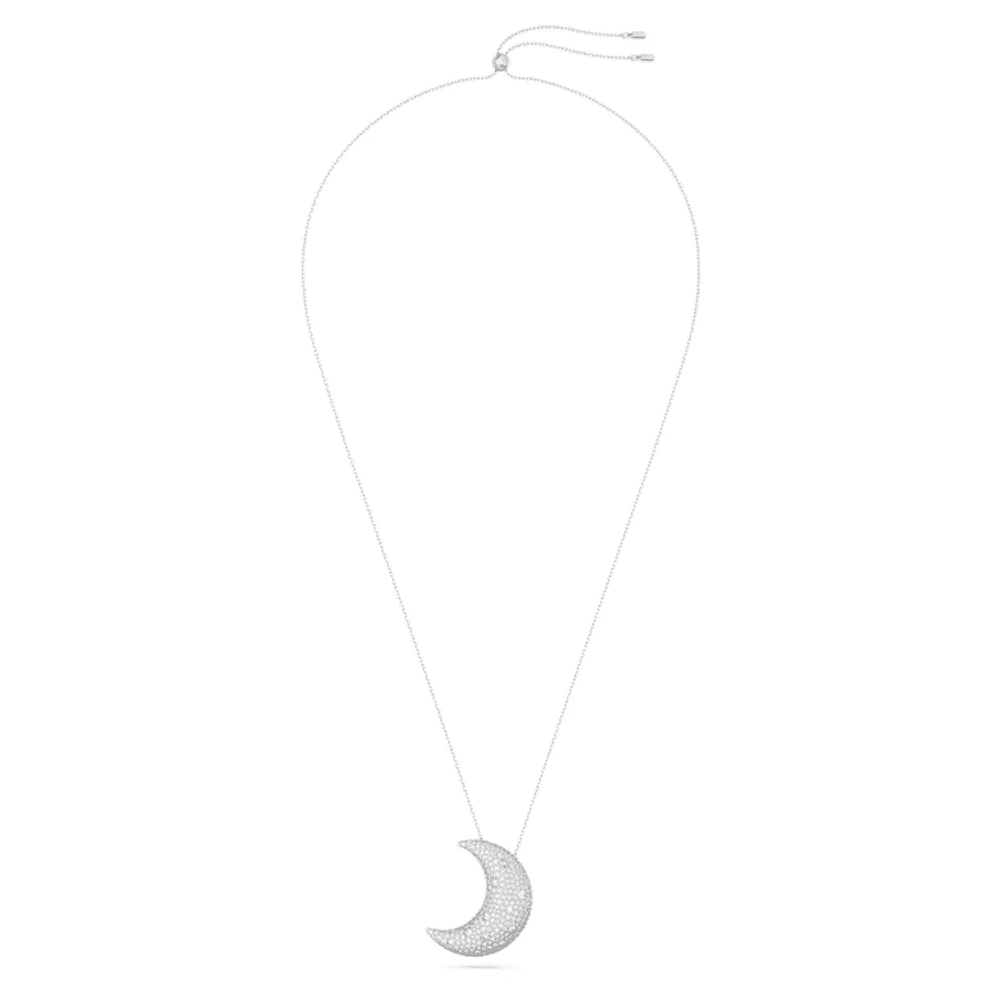 Sublima pendant, Moon, White, Rhodium plated by SWAROVSKI