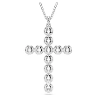 Insigne pendant, Mixed cuts, Cross, White, Rhodium plated by SWAROVSKI