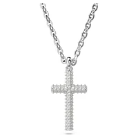 Insigne pendant, Pavé, Cross, White, Rhodium plated by SWAROVSKI