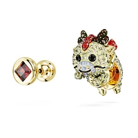 Chinese Zodiac stud earrings, Asymmetrical design, Dragon, Yellow, Gold-tone plated by SWAROVSKI