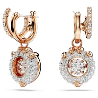 Dragon & Phoenix drop earrings, Dragon’s claw, White, Rose gold-tone plated by SWAROVSKI