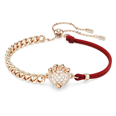 Dragon & Phoenix bracelet, Dragon’s claw, Red, Rose gold-tone plated by SWAROVSKI