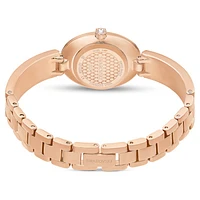 Crystal Rock Oval watch, Swiss Made, Metal bracelet, Red, Rose gold-tone finish by SWAROVSKI