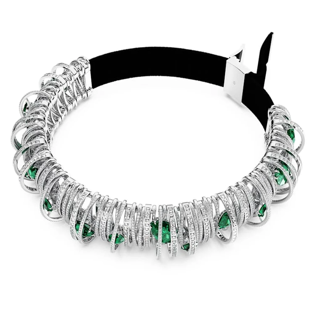 Hyperbola choker, Green, Rhodium plated by SWAROVSKI