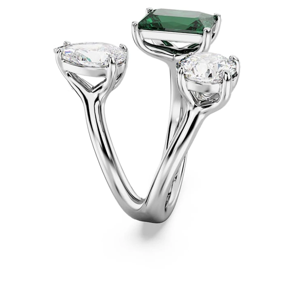 Mesmera open ring, Mixed cuts, Green, Silver-tone finish by SWAROVSKI