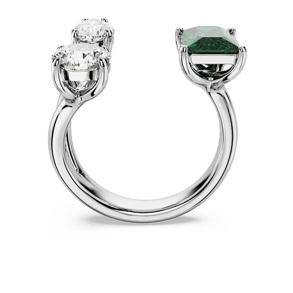 Mesmera open ring, Mixed cuts, Green, Silver-tone finish by SWAROVSKI