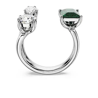 Mesmera open ring, Mixed cuts, Green, Silver-tone finish by SWAROVSKI