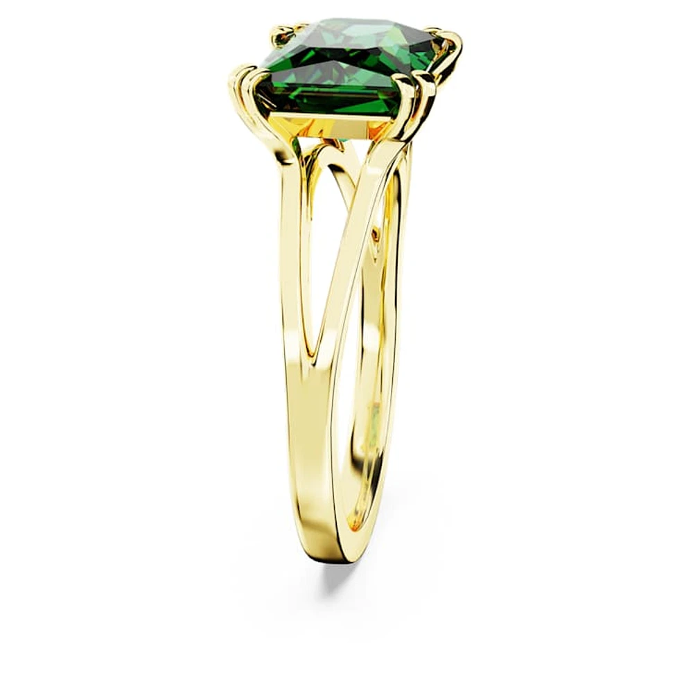 Stilla cocktail ring, Rectangular cut, Green, Gold-tone plated by SWAROVSKI