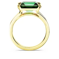 Stilla cocktail ring, Rectangular cut, Green, Gold-tone plated by SWAROVSKI