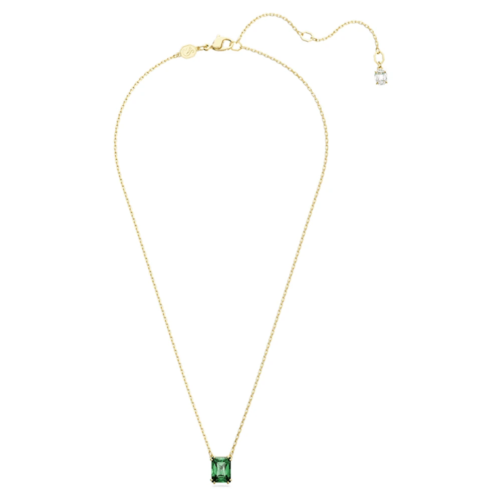 Stilla pendant, Rectangular cut, Green, Gold-tone plated by SWAROVSKI