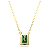 Stilla pendant, Rectangular cut, Green, Gold-tone plated by SWAROVSKI