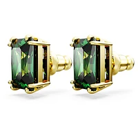 Stilla stud earrings, Rectangular cut, Green, Gold-tone plated by SWAROVSKI