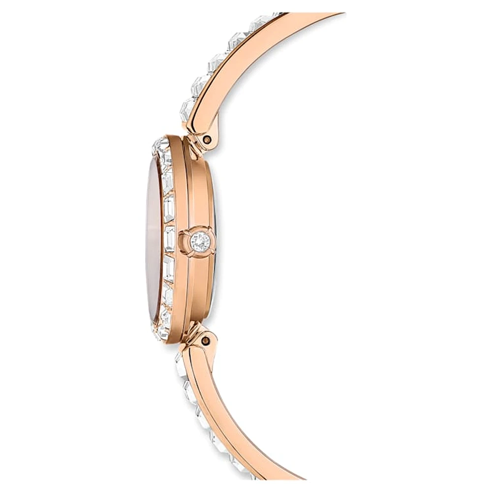 Matrix Bangle watch, Swiss Made, Crystal bracelet, Rose gold tone, Rose gold-tone finish by SWAROVSKI