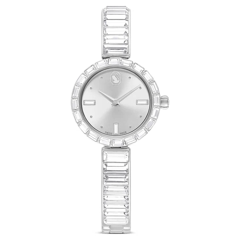 Matrix Bangle watch, Swiss Made, Crystal bracelet, White