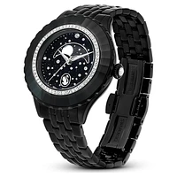 Octea Moon watch, Swiss Made, Moon, Metal bracelet, Black, Black finish by SWAROVSKI