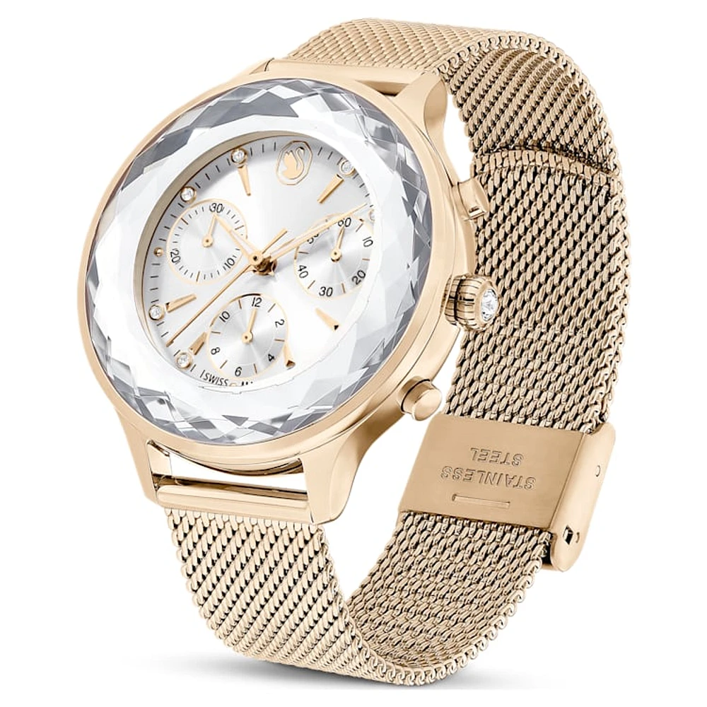 Nova Chrono watch, Swiss Made, Metal bracelet, Gold tone