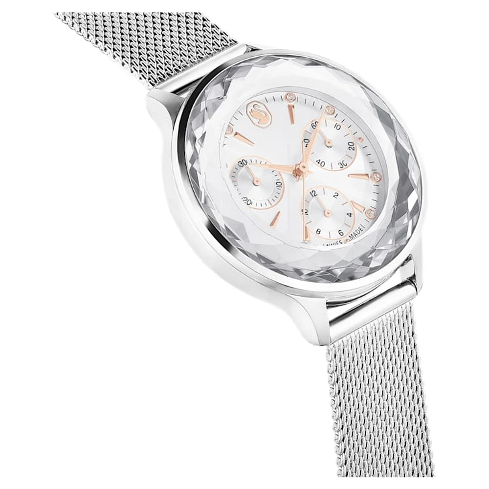 Nova Chrono watch, Swiss Made, Metal bracelet, Silver Tone, Stainless steel by SWAROVSKI